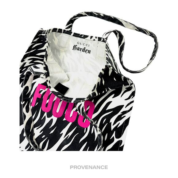Gucci garden tote bag - Gem 🔴 Gucci Garden FUOCO Zebra Cotton Tote Bag - Black/White